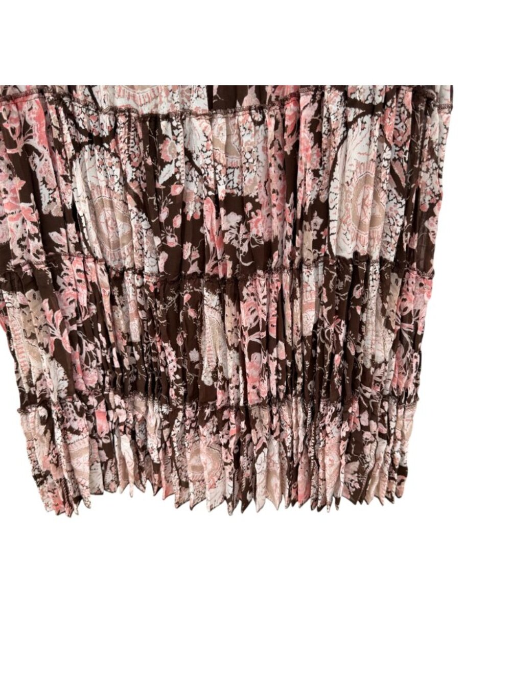 Emma James Tiered Paisley Maxi Skirt 16 Womens Floral Brown Pink Boho Hippie - Picture 4 of 6